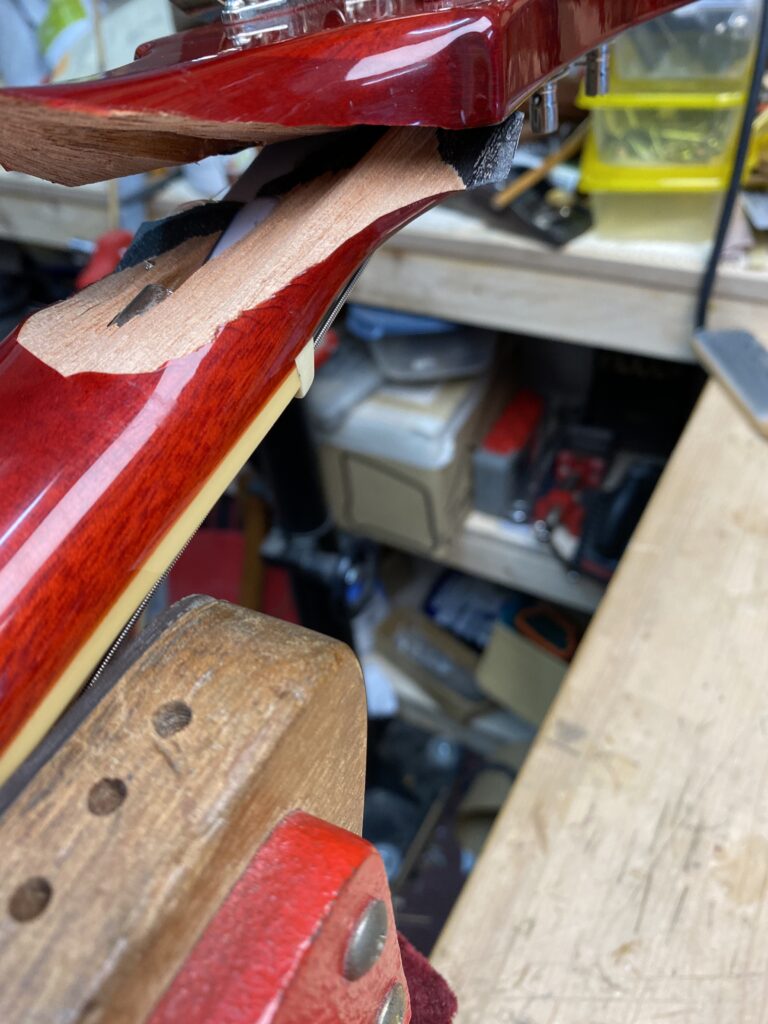 Neck break repair in the Xperience Guitars workshop